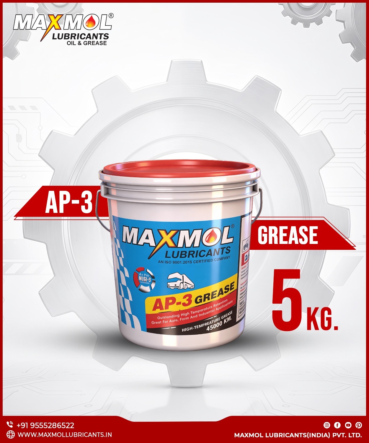 MAXMOL AP-3 Grease 5 KG high temperature automotive and industrial grease