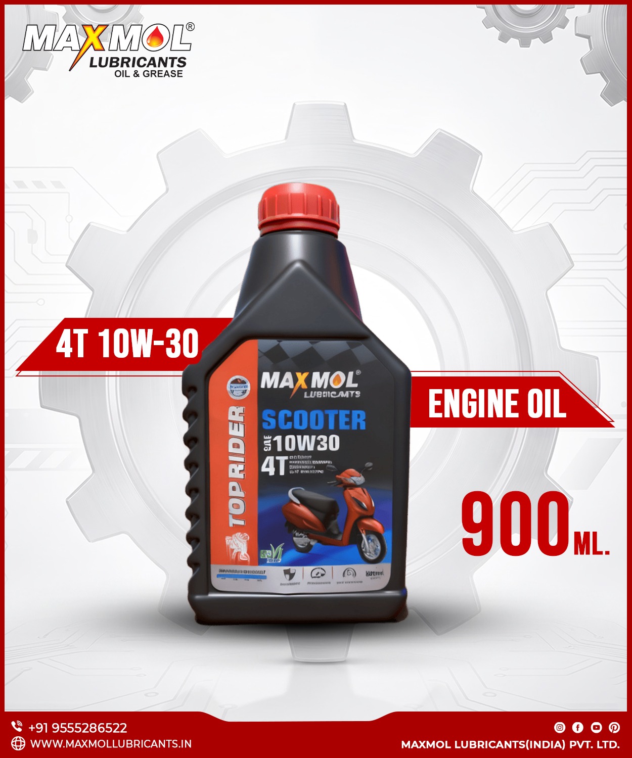 10W30 Bike Engine Oil Maxmol Top Rider 4T 900ml