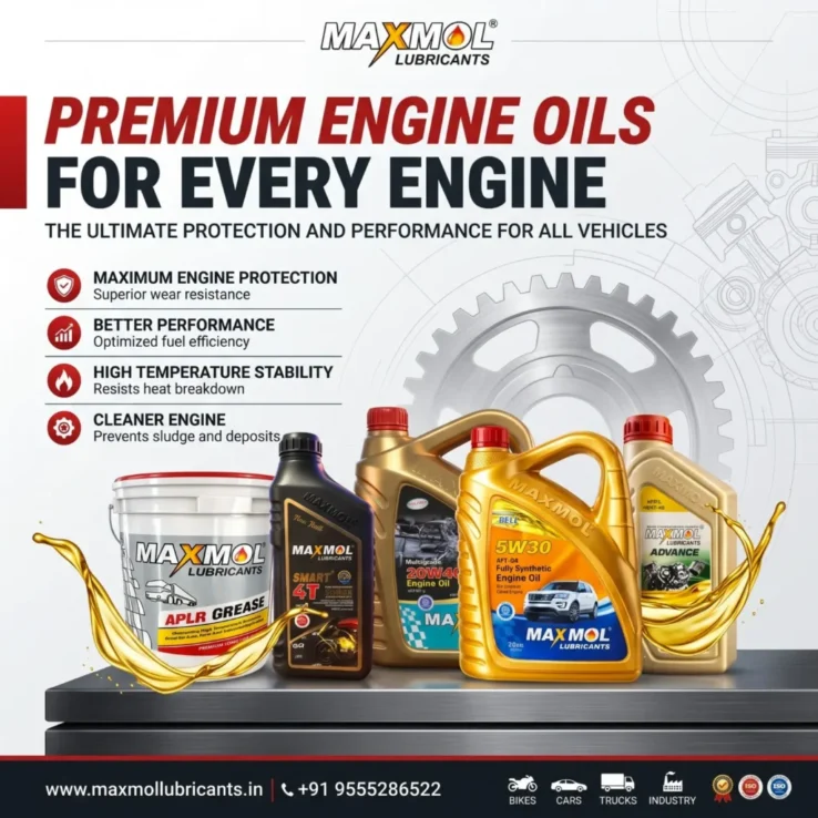 Maxmol premium engine oils for bikes, cars, trucks and industrial engines